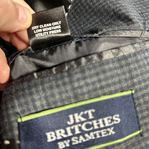 JKT Britches by Samtex Mens Suit Jacket 42R Navy Gray - Picture 8 of 11